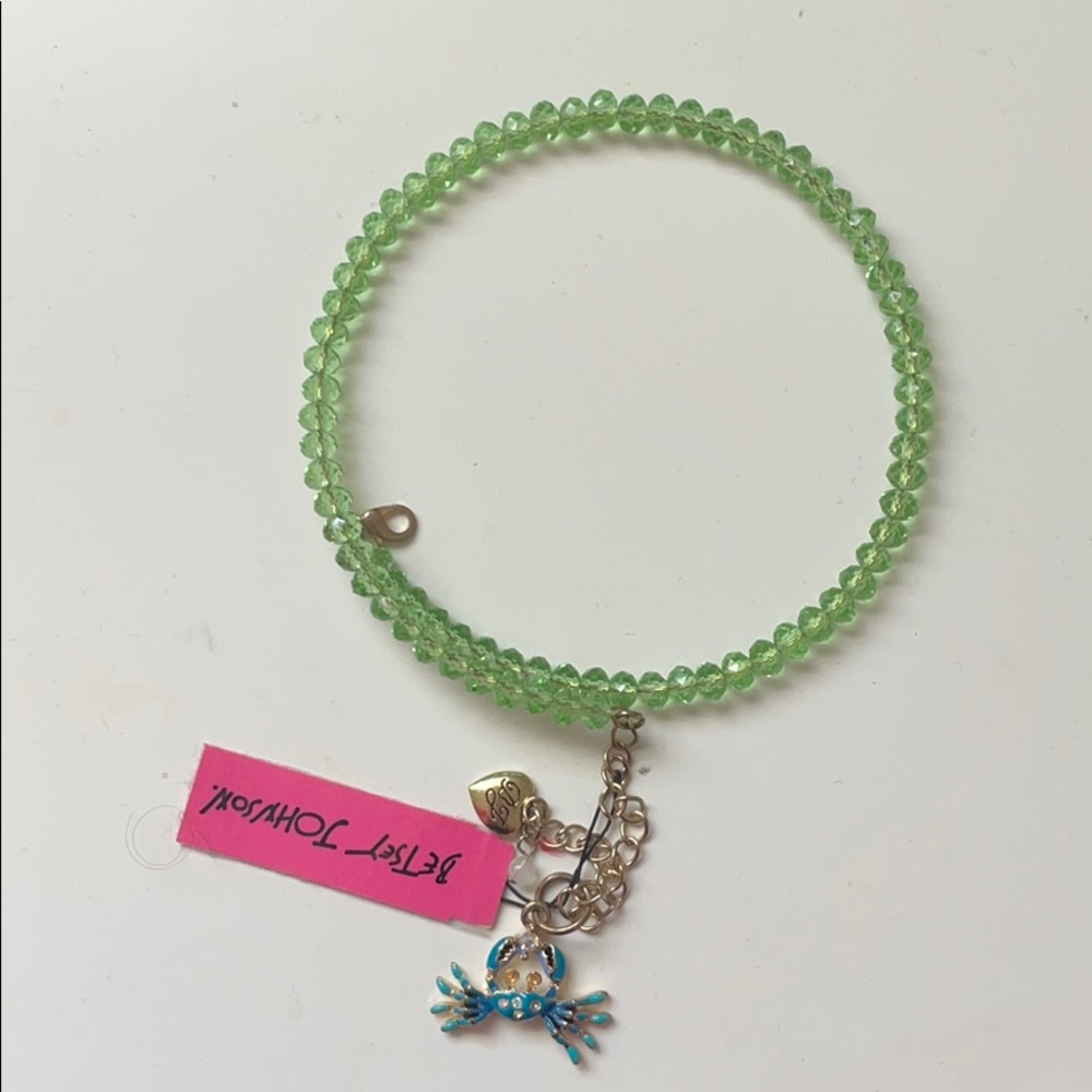 NWT Betsey Johnson Green Bead Crab Choker Necklace